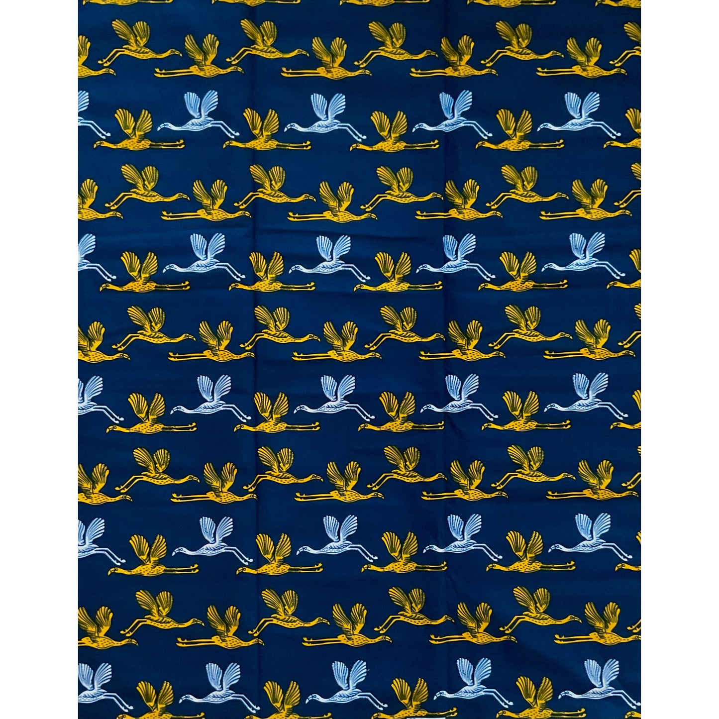 African Print Fabric/ Ankara - Blue, Yellow, White 'Special Delivery' Design, YARD or WHOLESALE