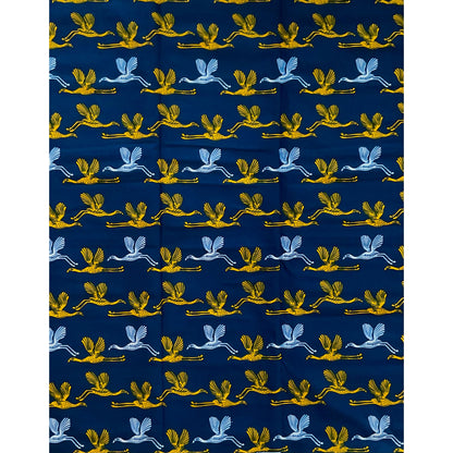 African Print Fabric/ Ankara - Blue, Yellow, White 'Special Delivery' Design, YARD or WHOLESALE