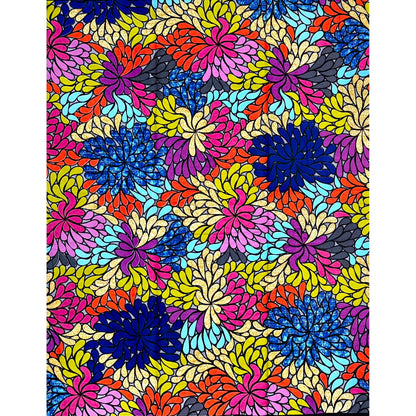 African Print Fabric/ Ankara - Blue, Pink, Orange, Purple, Green, Gray 'Omolara Bloom' Design, YARD or WHOLESALE