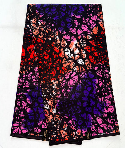 African Print Fabric/Ankara - Red, Purple, Pink ‘Kpojito' Design, YARD or WHOLESALE