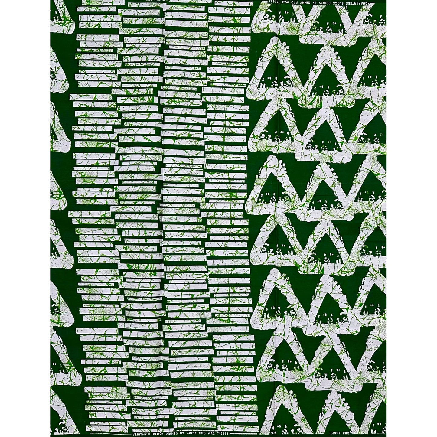 African Print Fabric/ Ankara - Green, White 'Eko Tab ' Design, YARD or WHOLESALE