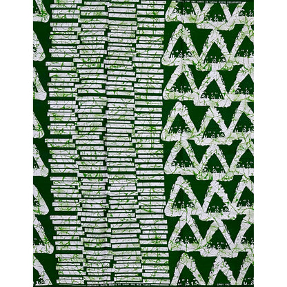 African Print Fabric/ Ankara - Green, White 'Eko Tab ' Design, YARD or WHOLESALE