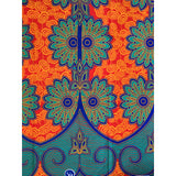 African Print Fabric/ Ankara - Orange, Teal, Marigold, Blue "Sola", 1.5 Yards