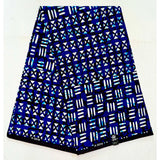 African Print Fabric/ Ankara - Blue, White 'Amir Fortune' YARD or WHOLESALE