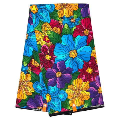 African Print Fabric/ Ankara - Multicolored 'Floravitra' Design, YARD or WHOLESALE