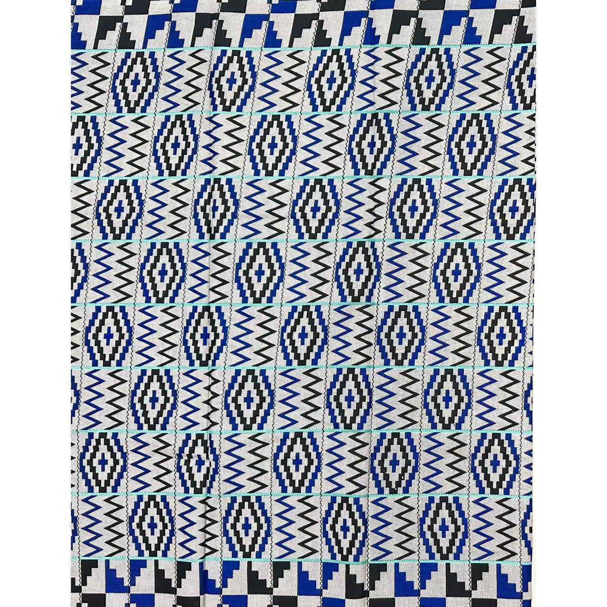 African Print Fabric/ Ankara - Blue, White, Black 'Azuri Meridian', YARD or WHOLESALE