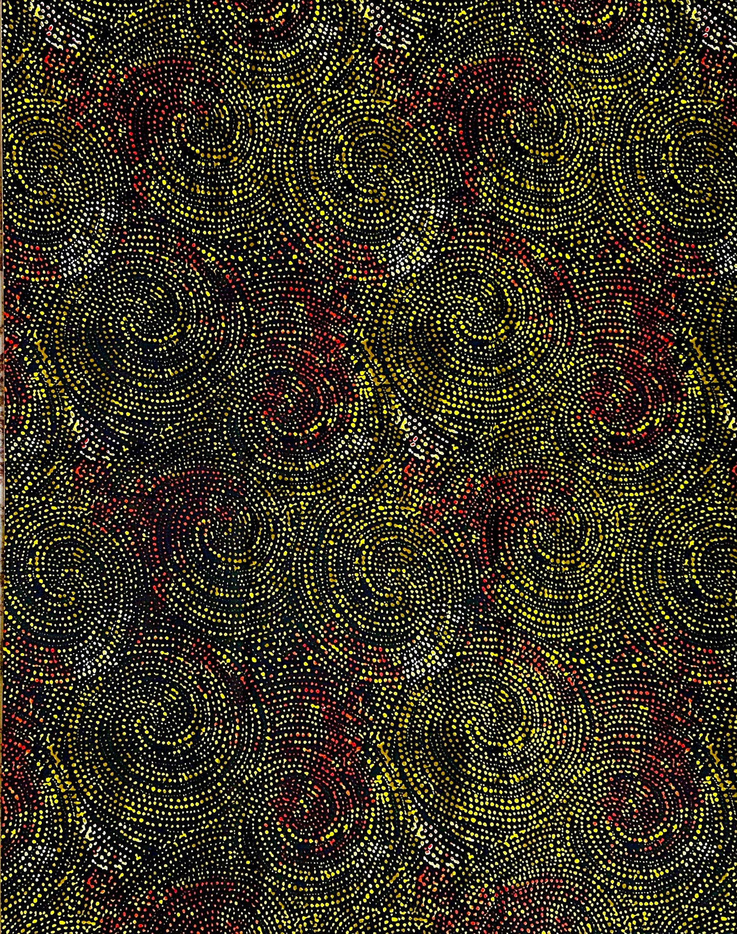 African Print Fabric/ Ankara - Black, Yellow, Red, Orange 'Onyx Aurora' Design, YARD or WHOLESALE