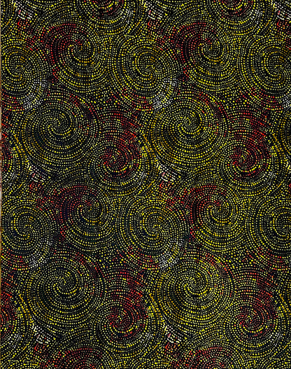 African Print Fabric/ Ankara - Black, Yellow, Red, Orange 'Onyx Aurora' Design, YARD or WHOLESALE