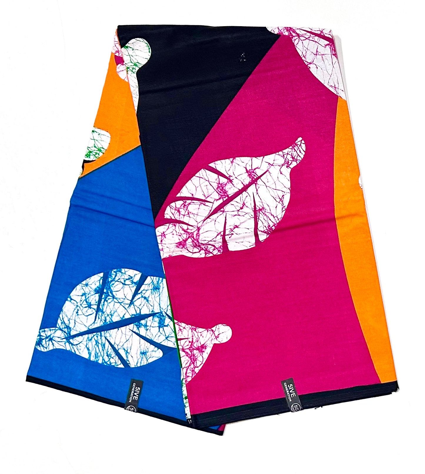 African Print Fabric/ Ankara - Pink, Orange, Green, Black, Blue 'Ewé of the Land' Design, YARD or WHOLESALE