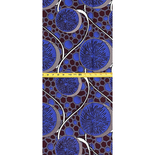 African Print Fabric/ Ankara - Purple, Brown, Navy 'The Kora Agreement', ~1 YARD
