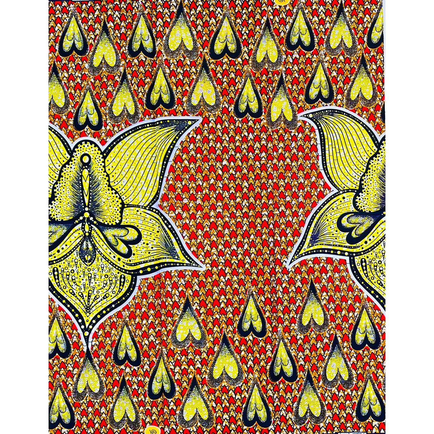 African Print Fabric/ Ankara - Pink, Brown, Yellow, Black ‘Ina Ọkàn' Design, 1 YARD