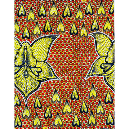 African Print Fabric/ Ankara - Pink, Brown, Yellow, Black ‘Ina Ọkàn' Design, 1 YARD