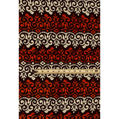 African Print Fabric/ Ankara - Orange, Beige 'Aso Ijinle Royale' Design, 1 YARD