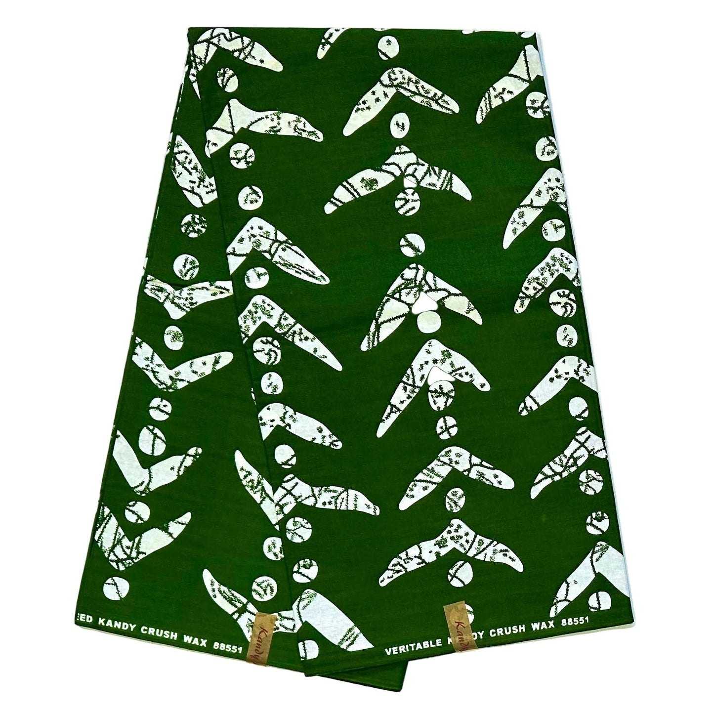 African Print Fabric/ Ankara - Green, White 'Story of the Road' Design, YARD or WHOLESALE