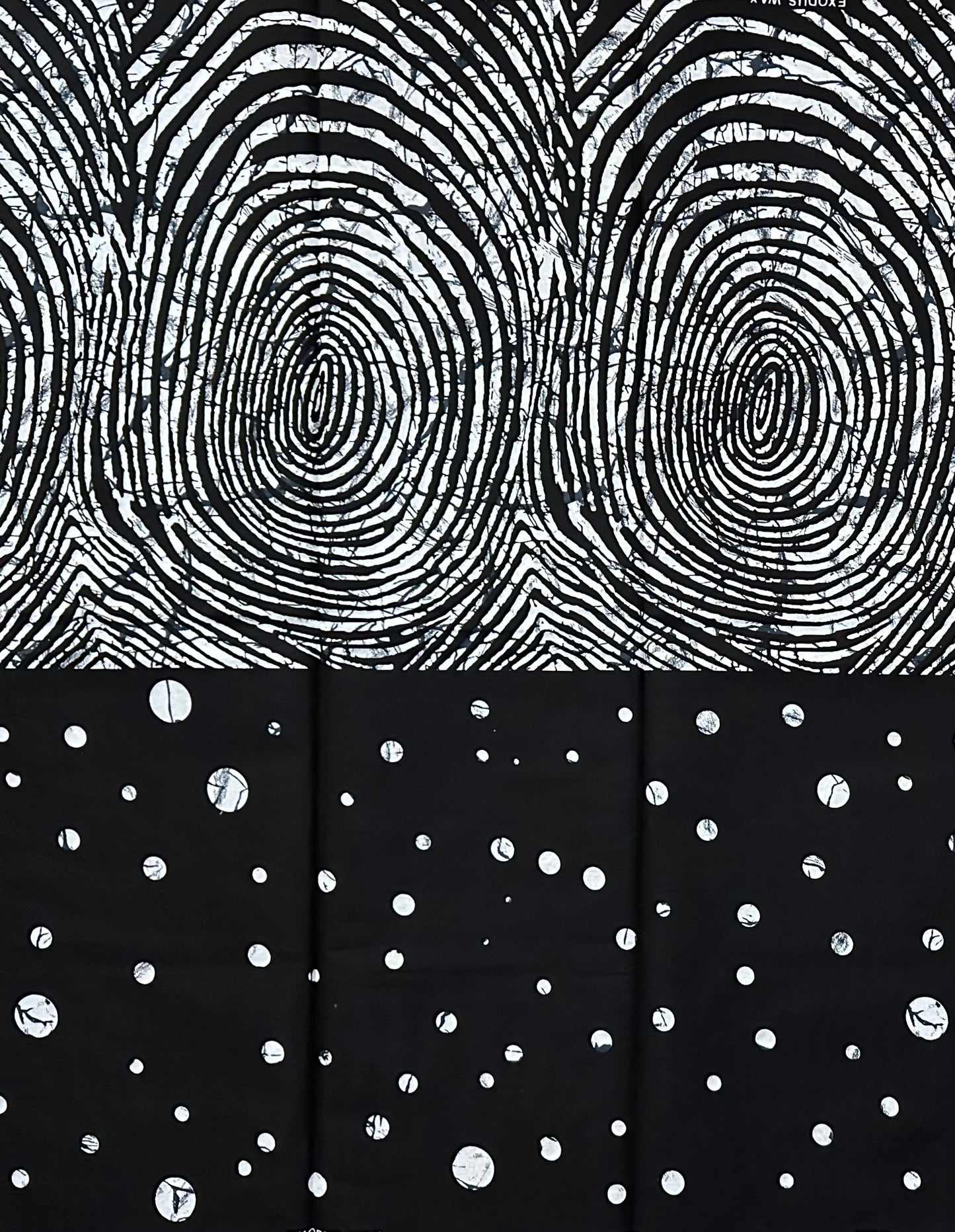 African Print Fabric/ Ankara - White, Black 'Osupa Noir', YARD or WHOLESALE