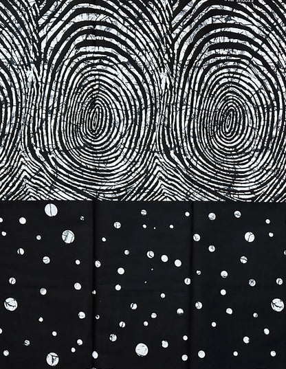 African Print Fabric/ Ankara - White, Black 'Osupa Noir', YARD or WHOLESALE