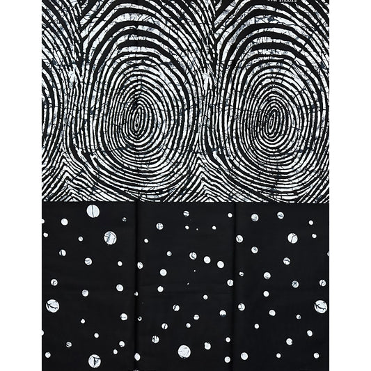 African Print Fabric/ Ankara - White, Black 'Osupa Noir', YARD or WHOLESALE