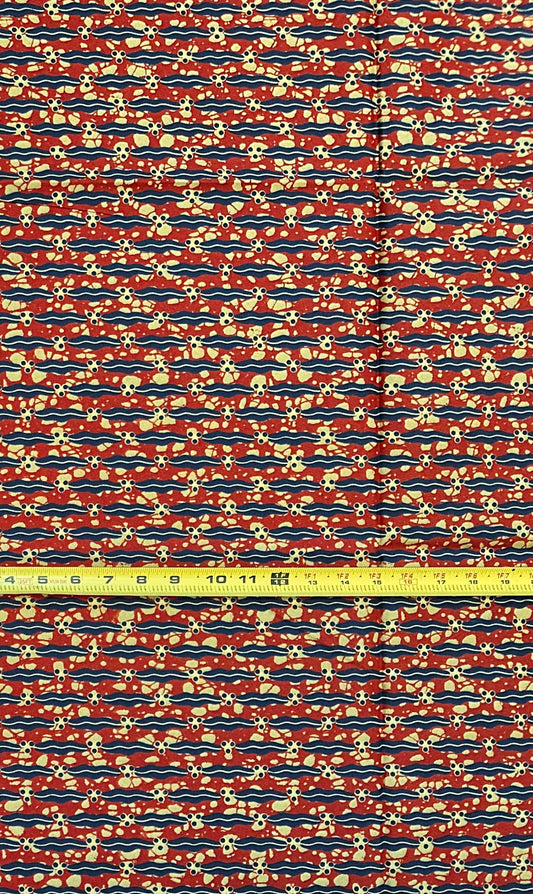 African Print Fabric/ Ankara - Brown, Navy, Beige "Small Things Matter" Design, Yard