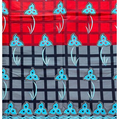 African Print Fabric/ Ankara - Gray, Red, Blue, Yellow “Buki Color Block ”, Per Yard or Wholesale