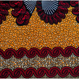 African Print Fabric/ Ankara - Orange, Red, Navy 'Brima" Design, YARD or WHOLESALE