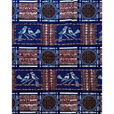 African Print Fabric/ Ankara - Brown, Navy 'A Little Birdie Told Me' Design, YARD or WHOLESALE