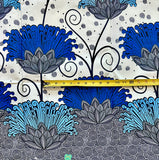 African Print Fabric/ Ankara - White, Blue 'Toumani Iba' Design