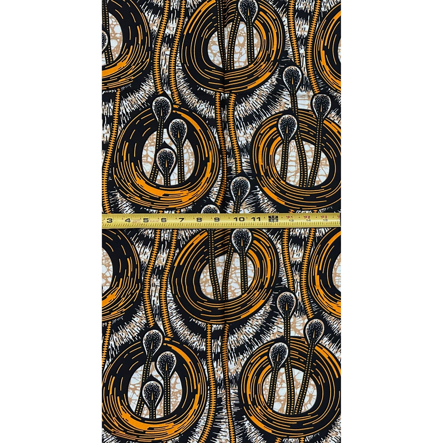African Print Fabric/ Ankara - Brown, Orange "Drop By Drop" Design, Yard