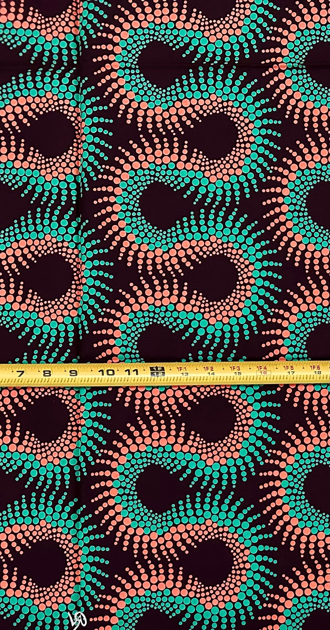 African Print Fabric/ Ankara - Green, Brown, Coral ‘Nok Twist' Design, YARD
