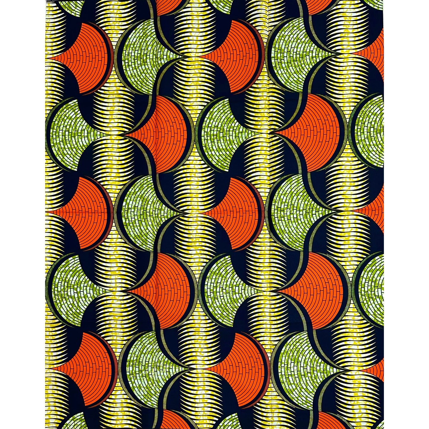 African Print Fabric/ Ankara - Orange, Yellow, Green ‘Mosaic Flow' Design, YARD