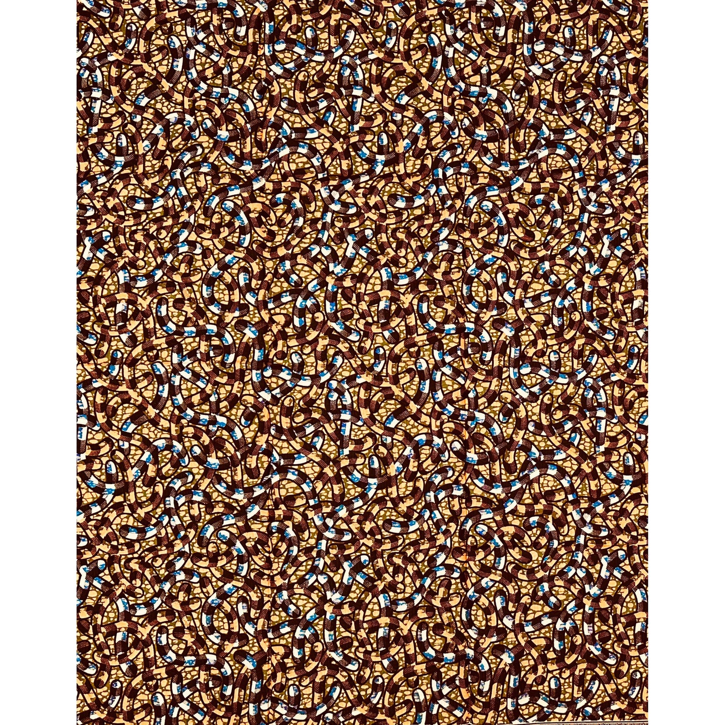 African Print Fabric/ Ankara - Apricot, Blue, Brown ‘Esty' Design, YARD