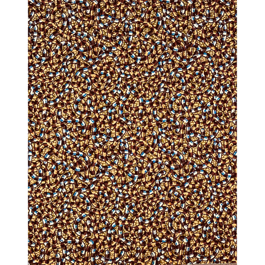 African Print Fabric/ Ankara - Apricot, Blue, Brown ‘Esty' Design, YARD