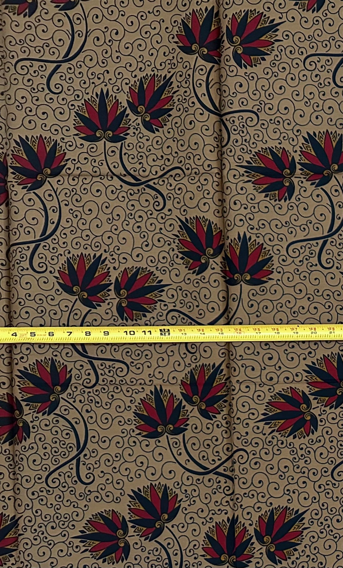 African Print Fabric/ Ankara - Brown, Red, Black 'Sunday in Makeni' YARD
