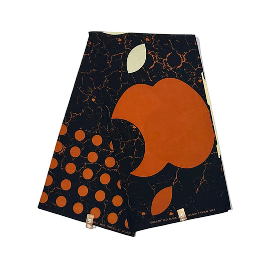 African Print Fabric/ Ankara - Sienna, Black, Cream "Big Apple", YARD or WHOLESALE