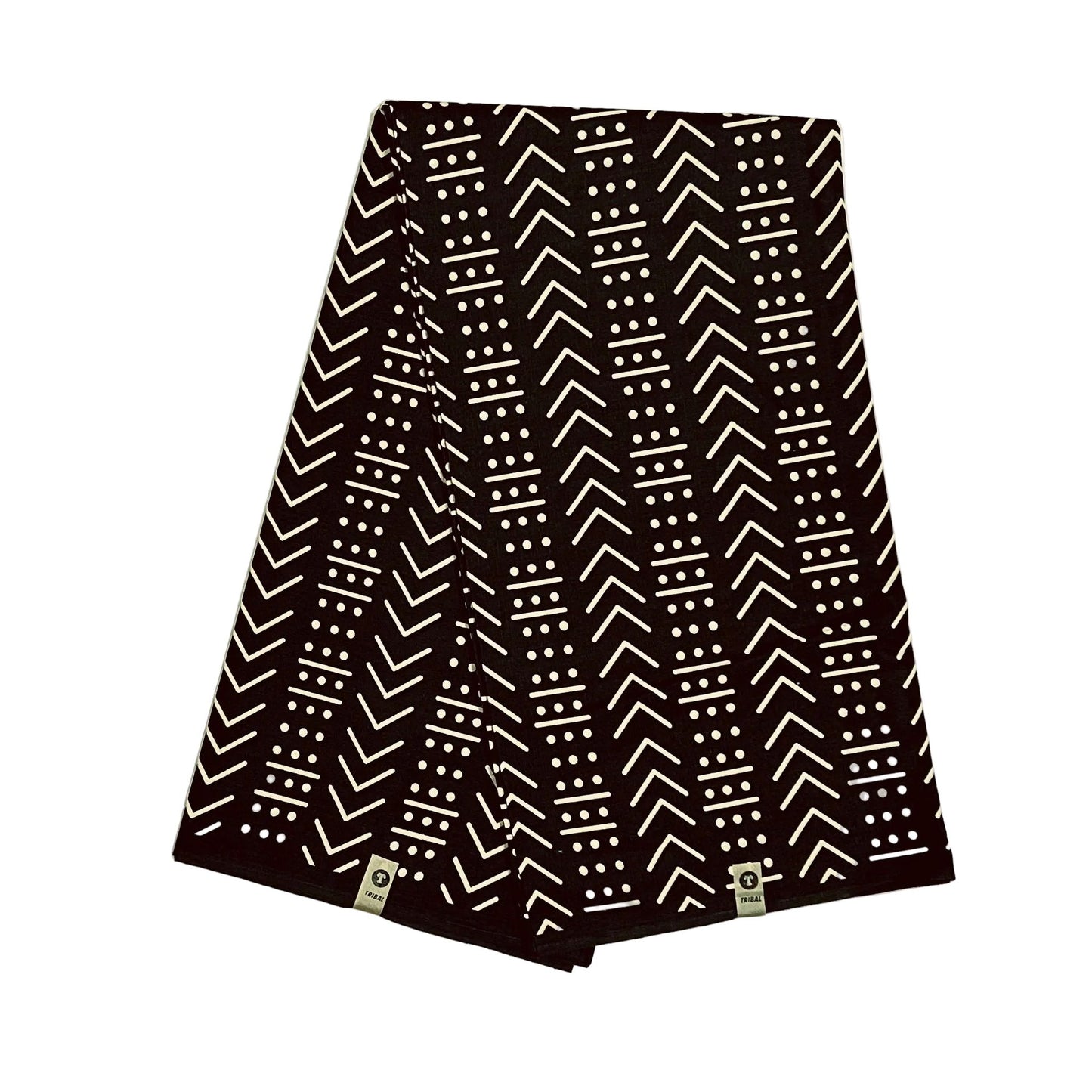 African Print Fabric/ Ankara - Black, Beige 'Dakar Dash’, YARD or WHOLESALE