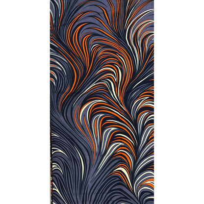 African Print Fabric/ Ankara - Gray, Orange, Beige, Black 'Fire Dance' Design, YARD or WHOLESALE