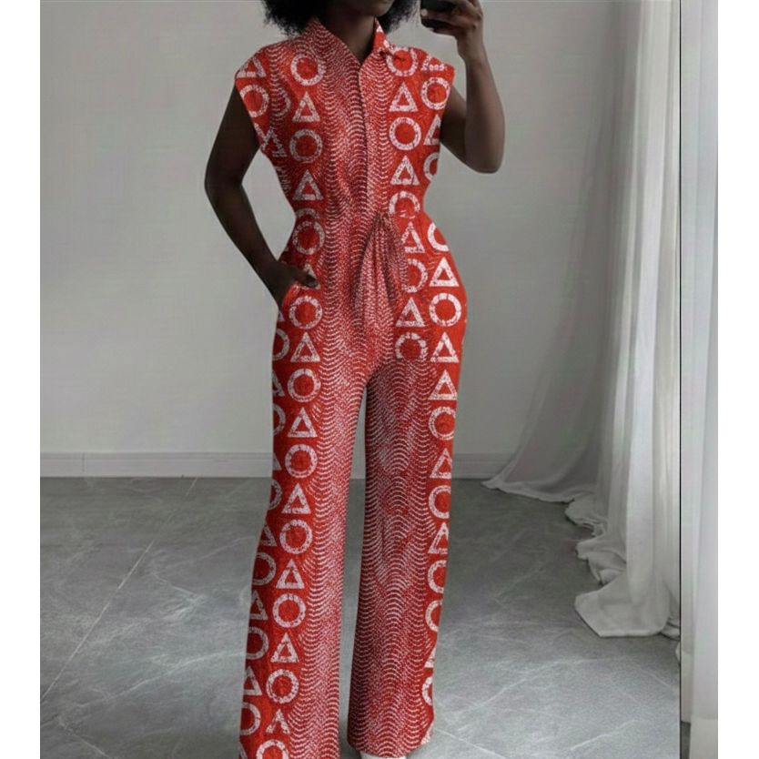 African Print Fabric/ Ankara - Red, White 'Crackled Odaan Rhythm' Design, YARD or WHOLESALE