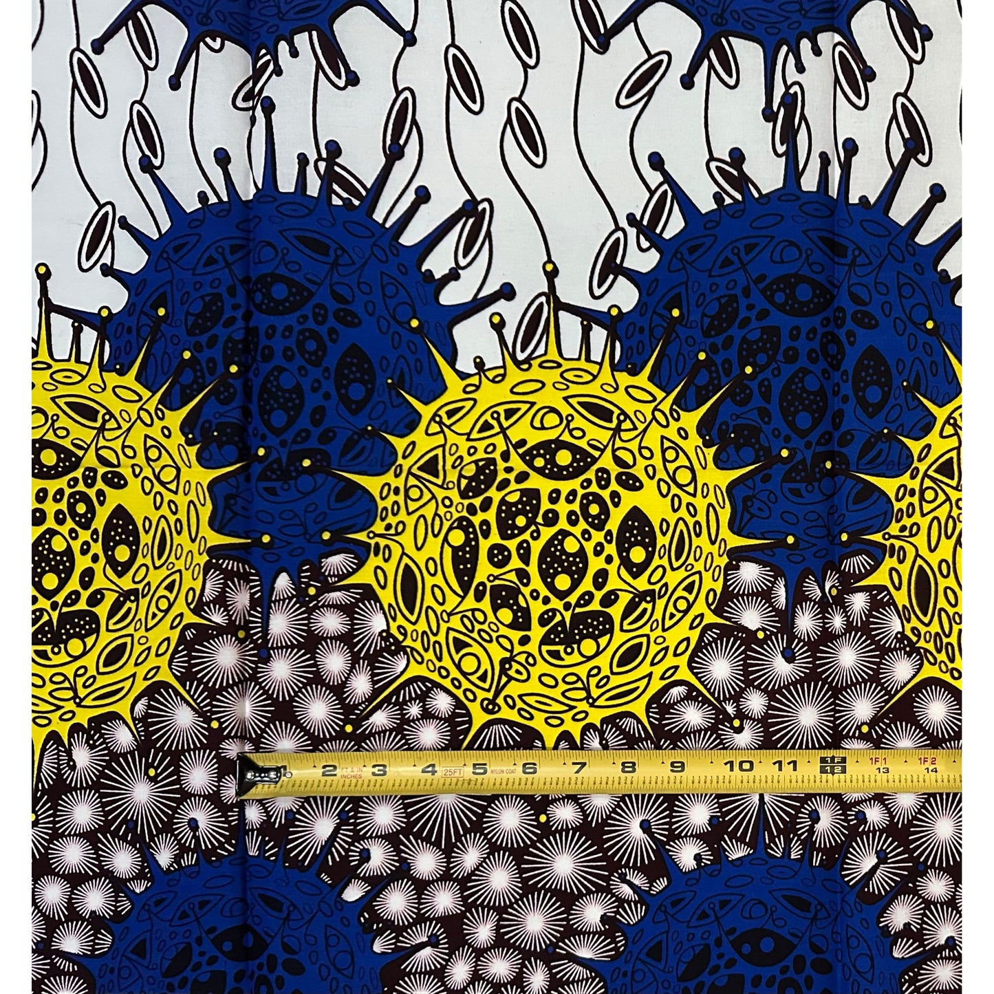 African Print Fabric/ Ankara - Blue, Brown, Yellow 'Orun & Osupa'