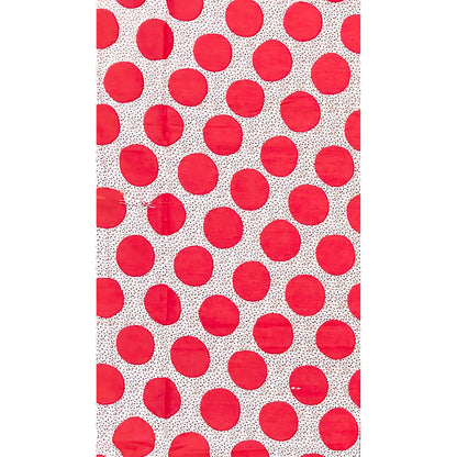 African Print Fabric/ Ankara - Red, White, Brown 'Dot Com' Design, YARD or WHOLESALE