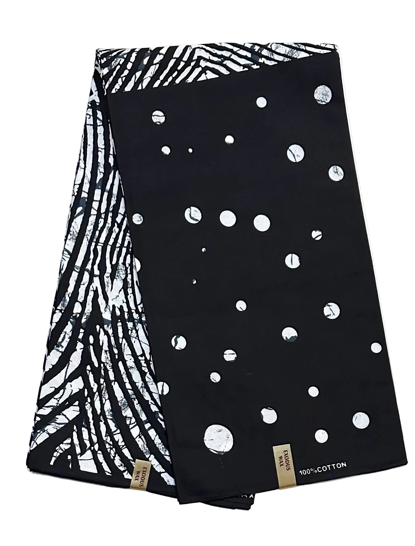 African Print Fabric/ Ankara - White, Black 'Osupa Noir', YARD or WHOLESALE