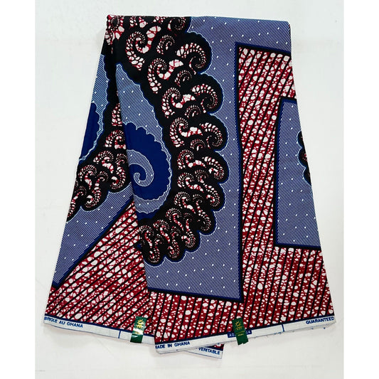 African Print Fabric/ Ankara - Navy, Brown "Ndidi", YARD or WHOLESALE