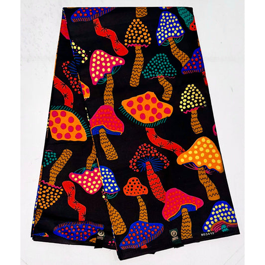 African Print Fabric/ Ankara - Black, Blue, Orange, Yellow, Brown, Teal 'Isokan' Design, YARD or WHOLESALE
