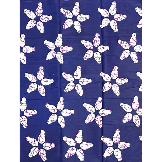 African Print Fabric/ Ankara - Blue, Purple, White 'Strength Grows in Silence', YARD or WHOLESALE