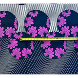 African Print Fabric/ Ankara - Navy, Purple 'Floral Honeycomb,' YARD