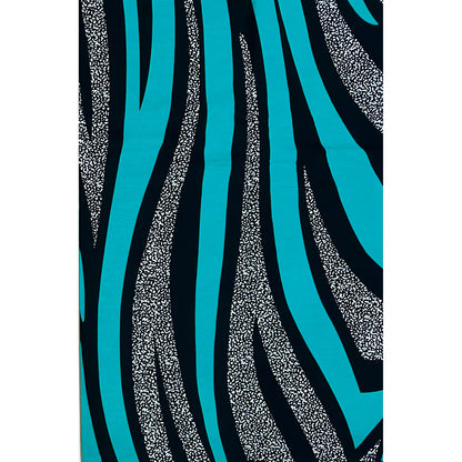 African Print Fabric/ Ankara - Teal, Black "Current Theory", Yard or Wholesale