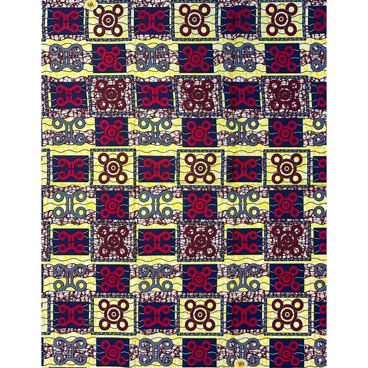 African Print Fabric/ Ankara - Red, Brown ‘Imole', 1 Yard