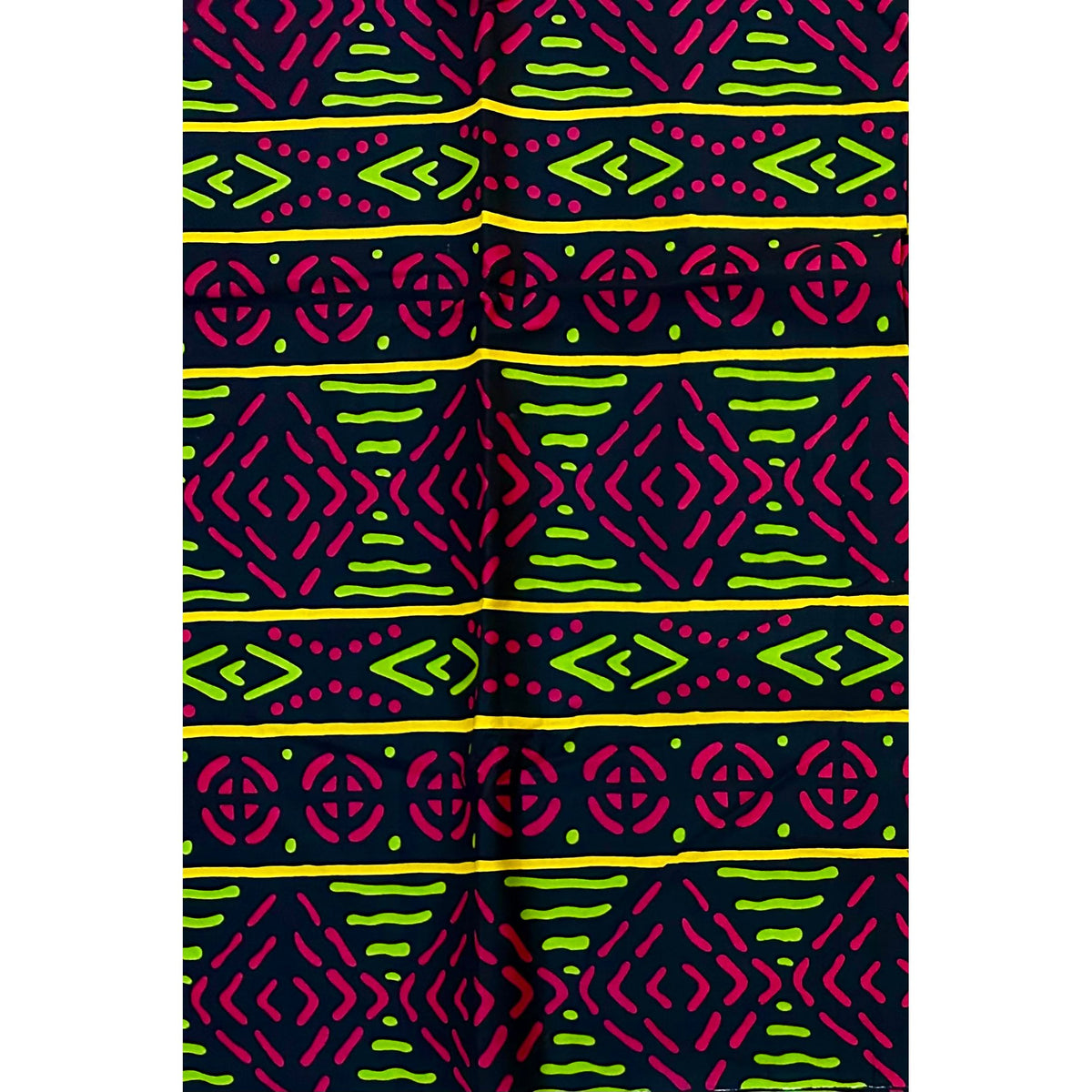 African Print Fabric/ Ankara - Pink, Green, Yellow, Black 'Ihenacho' Design, YARD or WHOLESALE