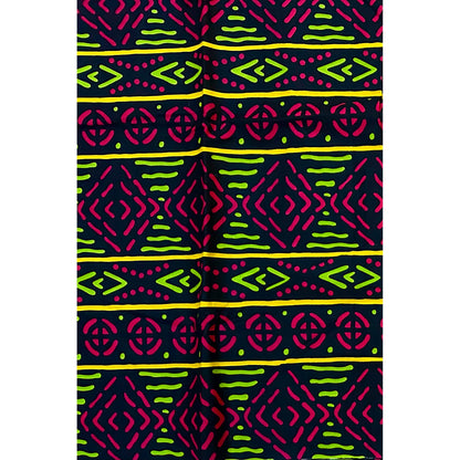 African Print Fabric/ Ankara - Pink, Green, Yellow, Black 'Ihenacho' Design, YARD or WHOLESALE