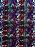 African Print Fabric/ Ankara - Purple, Red, Black, White 'Meka', YARD OR WHOLESALE