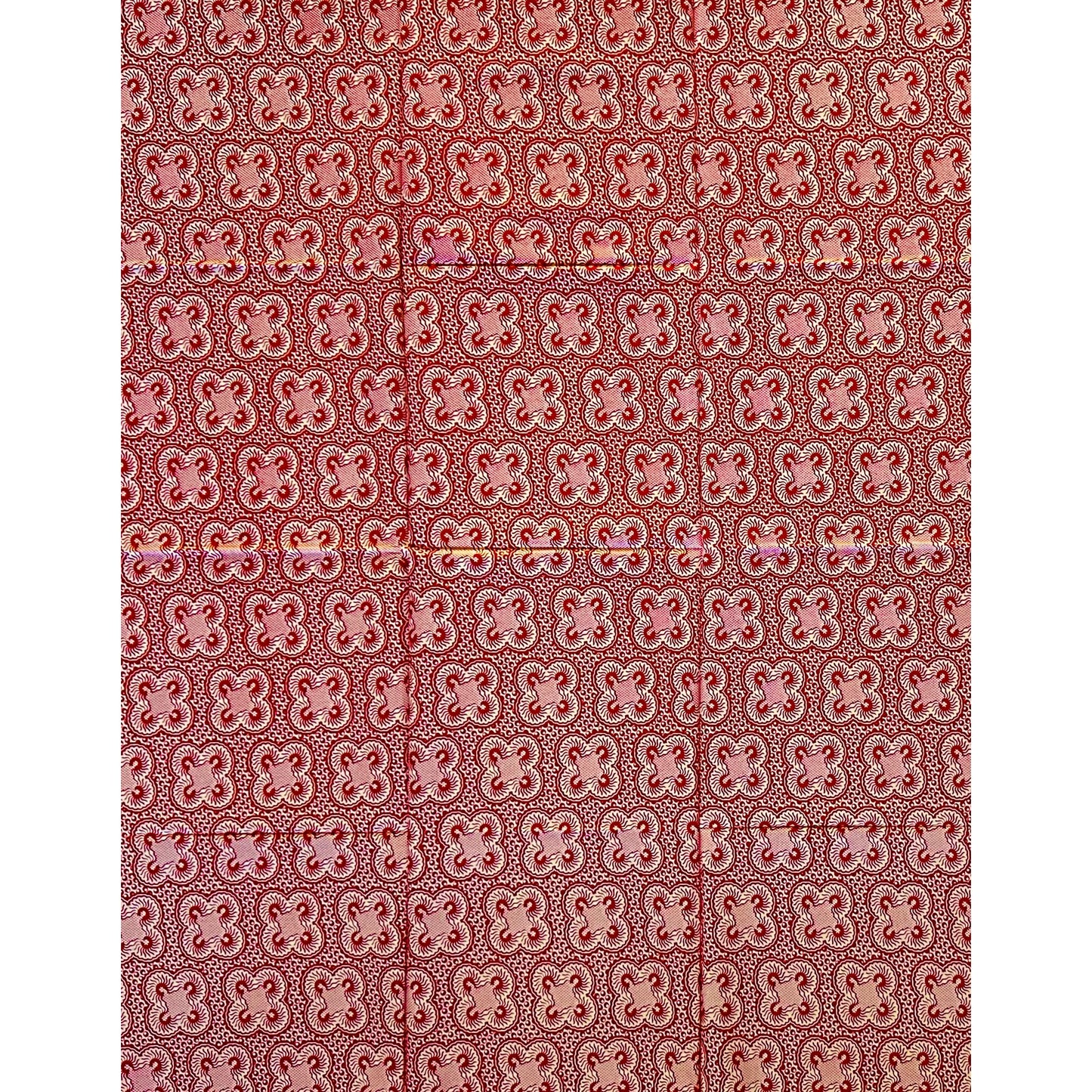 African Print Fabric/ Ankara - Red, Cream ‘Elevation' Design, 1 YARD