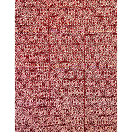 African Print Fabric/ Ankara - Red, Cream ‘Elevation' Design, 1 YARD